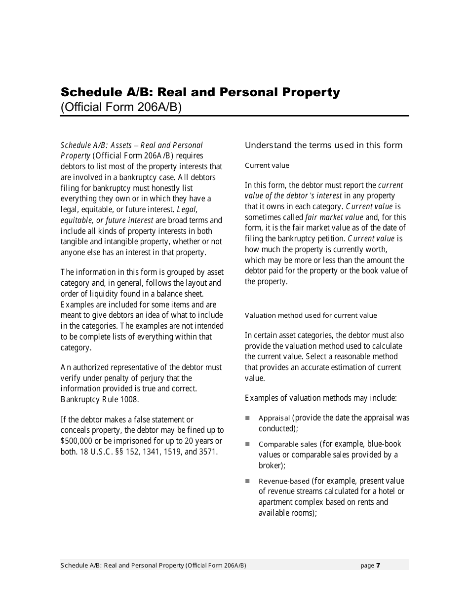 Instructions for Bankruptcy Forms for Non-individuals, Page 8