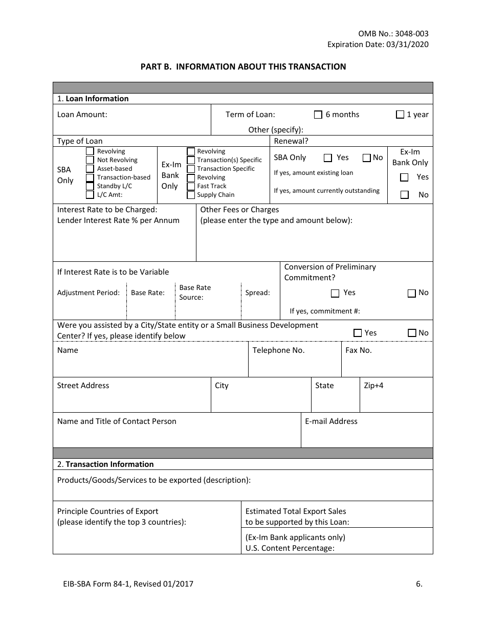 SBA EIB-SBA Form 84-1 Joint Application for Export Working Capital Guarantee, Page 6