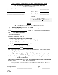 Form PV-AD-1 Annual Claim for Exemption From Property Taxation - Kansas