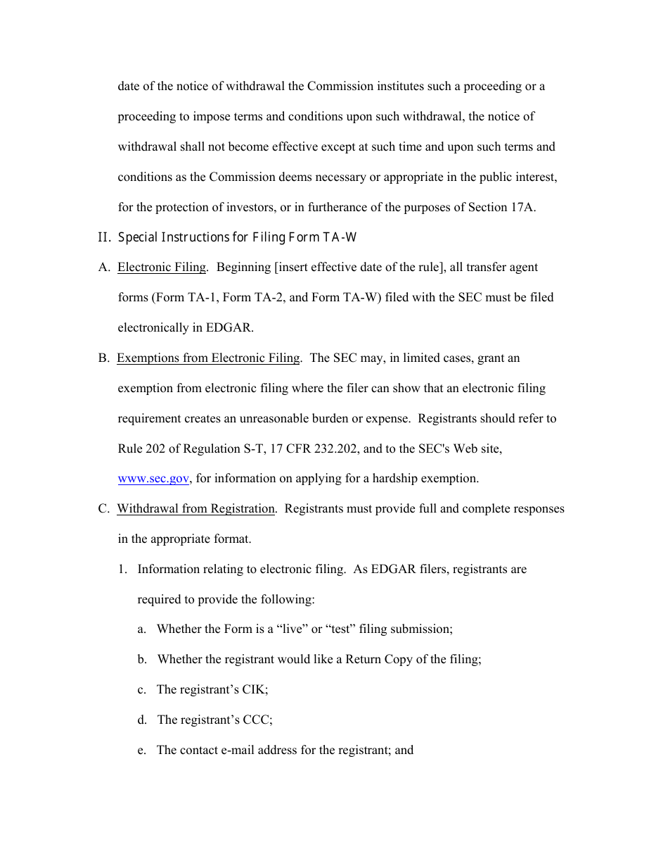 SEC Form 1669 (TA-W) Notice of Withdrawal From Registration as Transfer Agent Pursuant to Section 17a of the Securities Exchange Act of 1934, Page 9