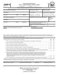 Form BAR-0 West Virginia Business Activity Report - West Virginia