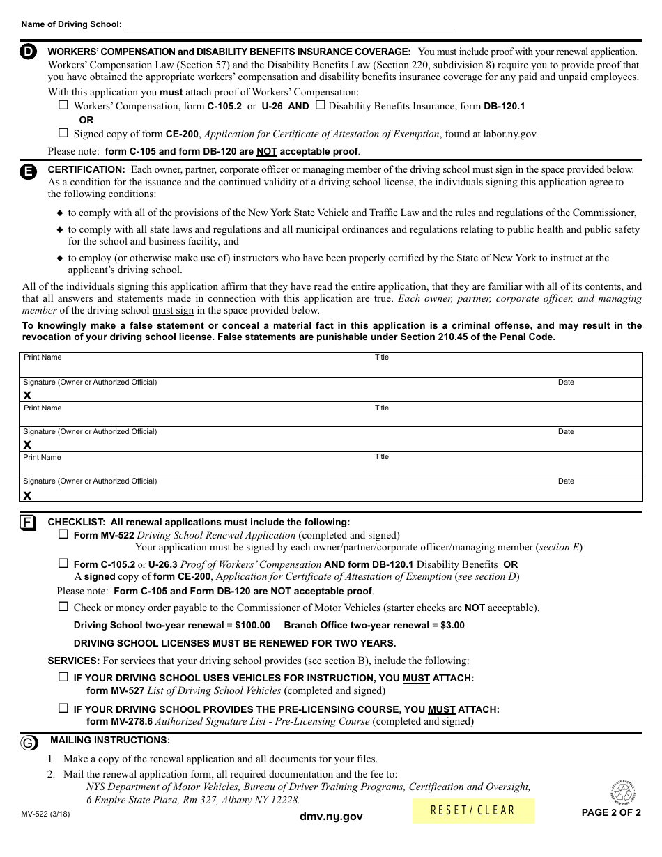 Form MV-522 - Fill Out, Sign Online and Download Fillable PDF, New York ...