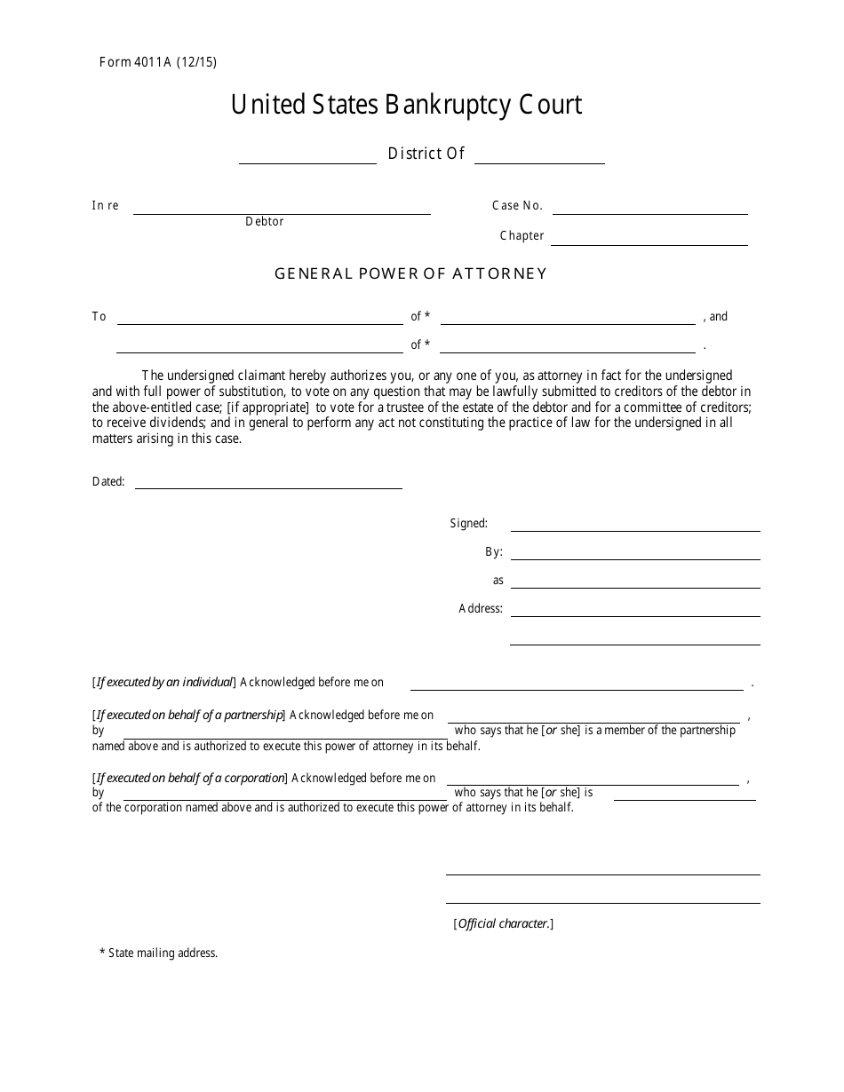Form 4011A General Power of Attorney, Page 1