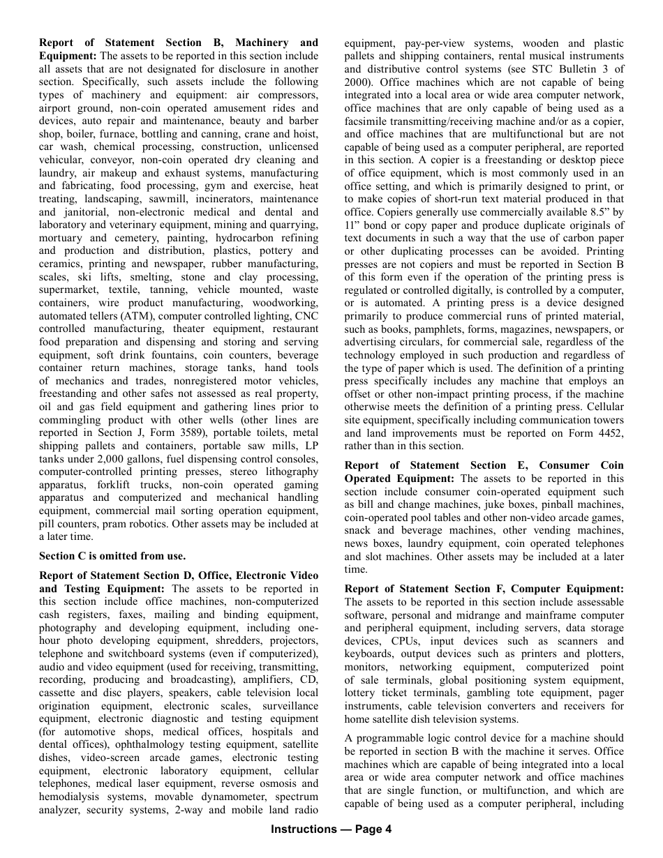 Form 5278 Eligible Manufacturing Personal Property Tax Exemption Claim, Personal Property Statement, and Report of Fair Market Value of Qualified New and Previously Existing Personal Property (Combined Document) - Michigan, Page 8