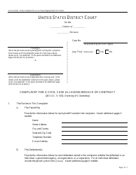 Form Pro Se4 Complaint for a Civil Case Alleging Breach of Contract