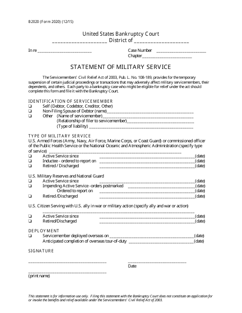 Form B2020  Printable Pdf