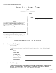 Document preview: Form Pro Se2 Complaint and Request for Injunction