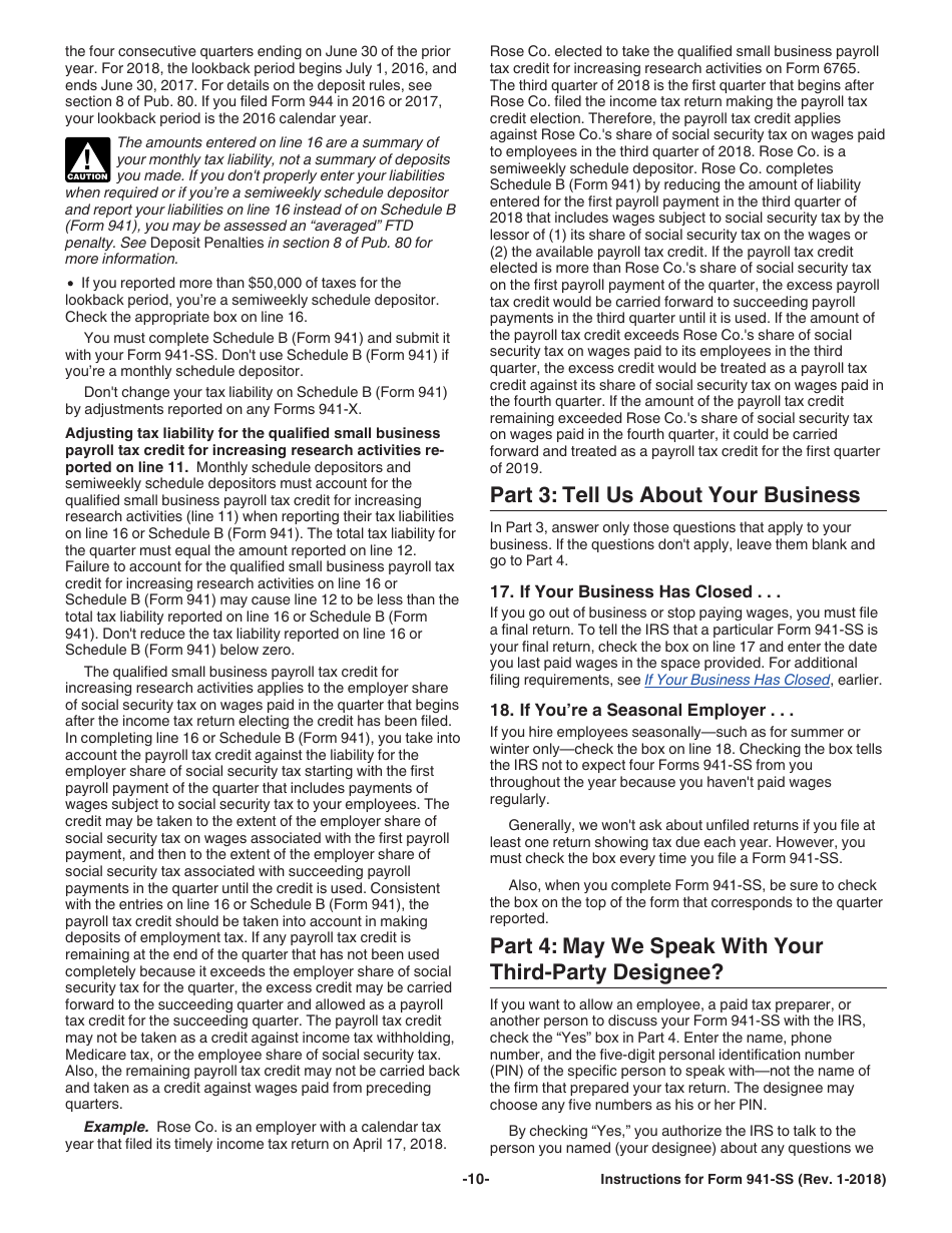 Instructions for IRS Form 941-SS Employers Quarterly Federal Tax Return - American Samoa, Guam, the Commonwealth of the Northern Mariana Islands, and the U.S. Virgin Islands, Page 10