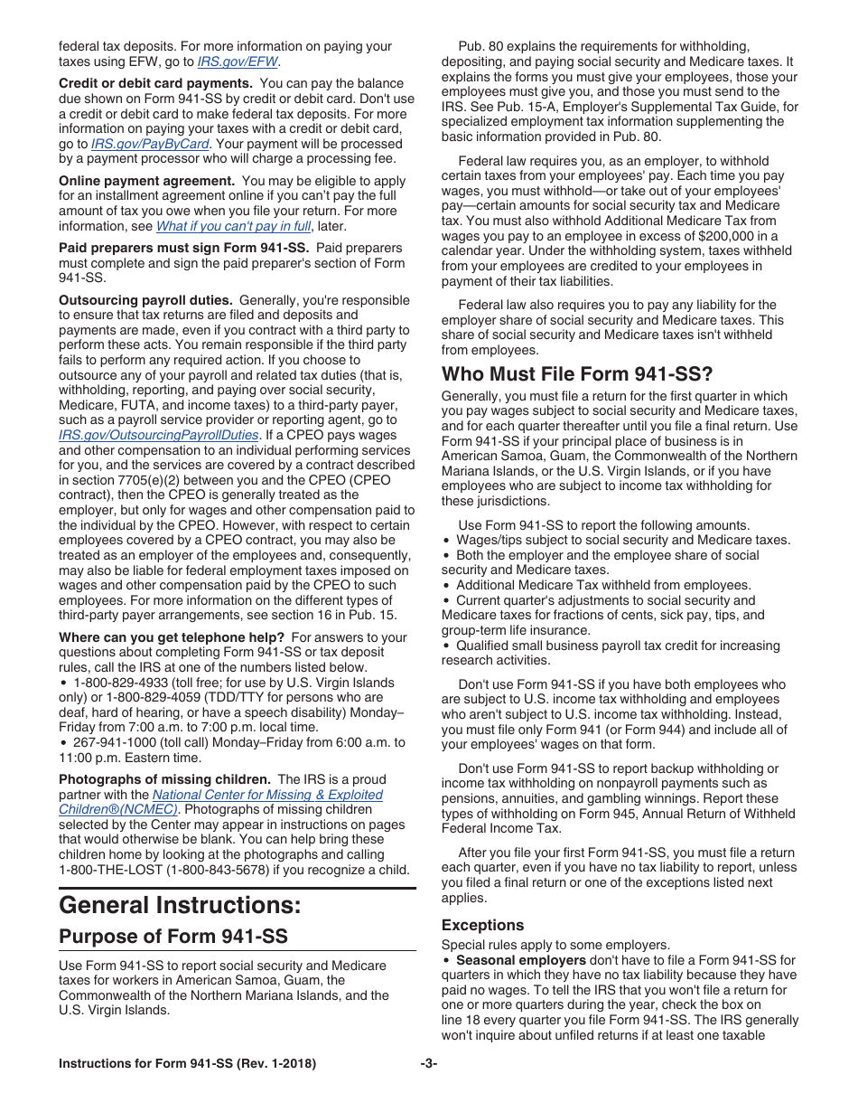 Instructions for IRS Form 941-SS Employers Quarterly Federal Tax Return - American Samoa, Guam, the Commonwealth of the Northern Mariana Islands, and the U.S. Virgin Islands, Page 3