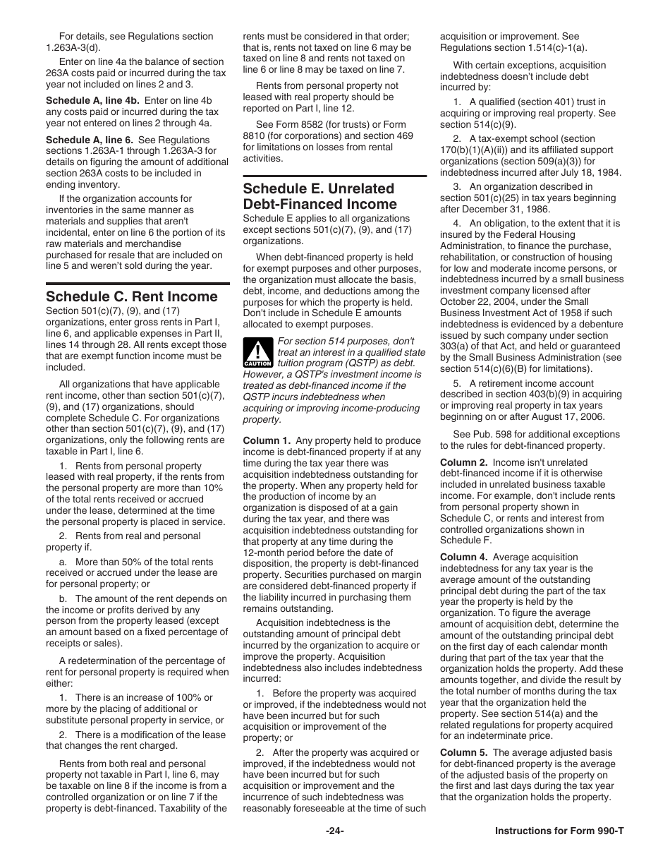 Instructions for IRS Form 990-T Exempt Organization Business Income Tax Return (And Proxy Tax Under Section 6033(E)), Page 24