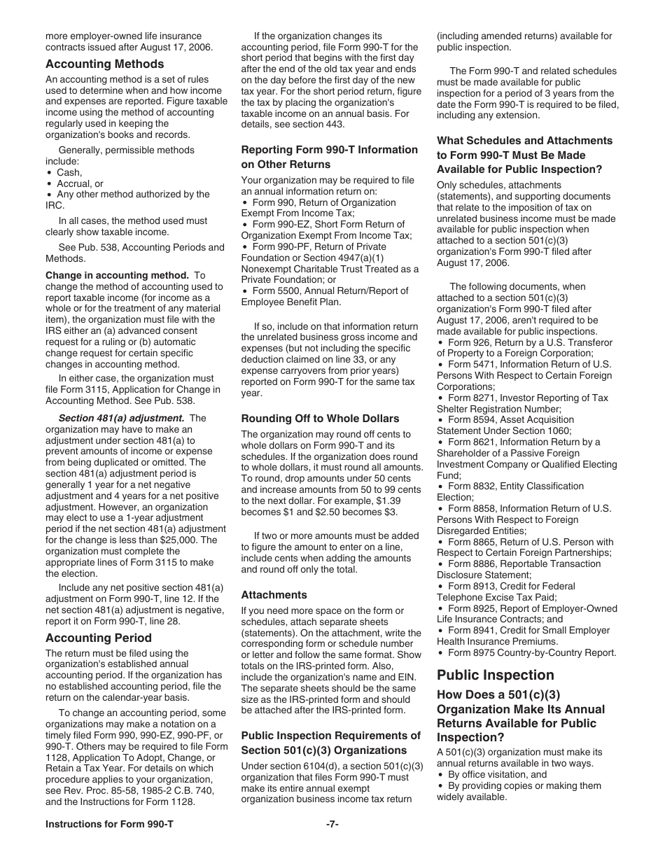 Instructions for IRS Form 990-T Exempt Organization Business Income Tax Return (And Proxy Tax Under Section 6033(E)), Page 7