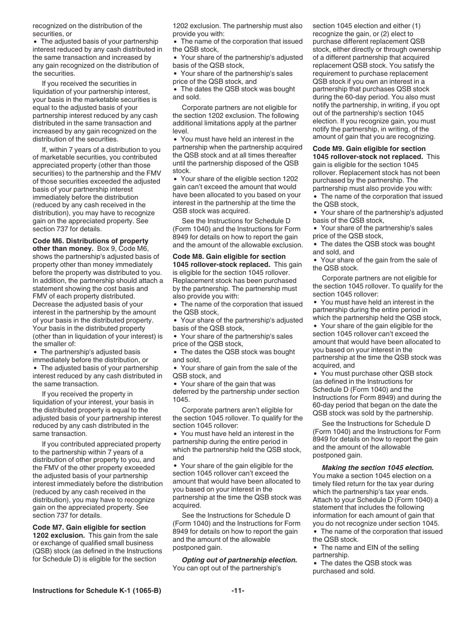 Instructions for IRS Form 1065-B Schedule K-1 Partners Share of Income (Loss) From an Electing Large Partnership (For Partners Use Only), Page 11