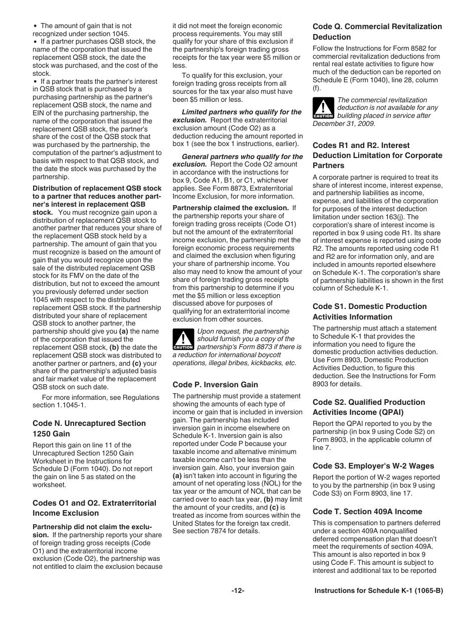 Instructions for IRS Form 1065-B Schedule K-1 Partners Share of Income (Loss) From an Electing Large Partnership (For Partners Use Only), Page 12