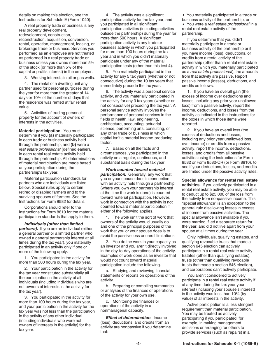 Instructions for IRS Form 1065-B Schedule K-1 Partners Share of Income (Loss) From an Electing Large Partnership (For Partners Use Only), Page 4