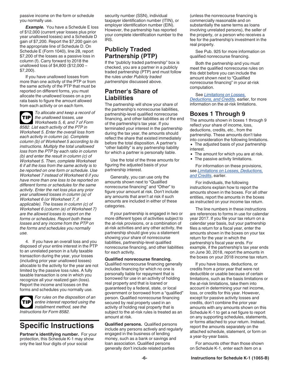 Instructions for IRS Form 1065-B Schedule K-1 Partners Share of Income (Loss) From an Electing Large Partnership (For Partners Use Only), Page 6