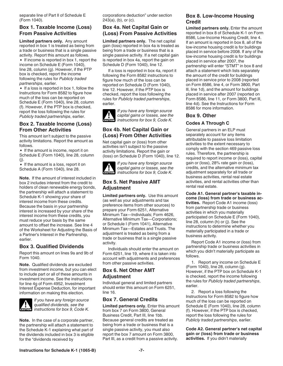 Instructions for IRS Form 1065-B Schedule K-1 Partners Share of Income (Loss) From an Electing Large Partnership (For Partners Use Only), Page 7