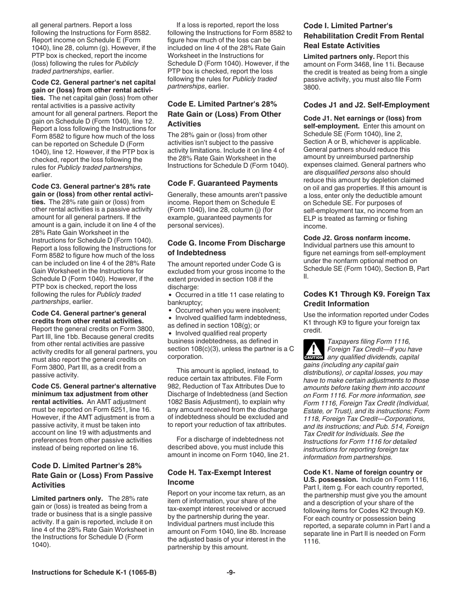 Instructions for IRS Form 1065-B Schedule K-1 Partners Share of Income (Loss) From an Electing Large Partnership (For Partners Use Only), Page 9