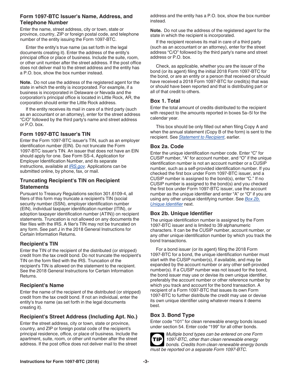 Instructions for IRS Form 1097-BTC Bond Tax Credit, Page 3