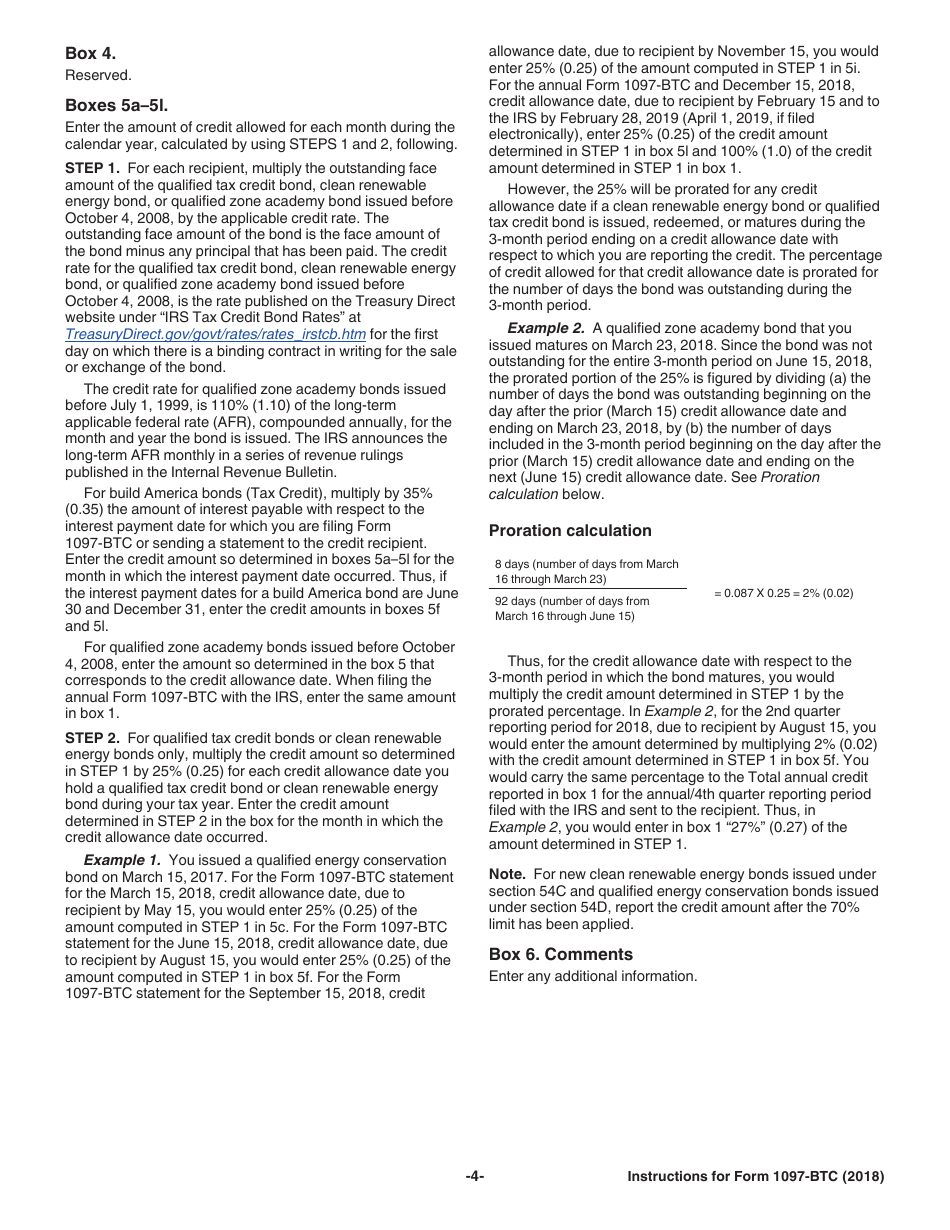Instructions for IRS Form 1097-BTC Bond Tax Credit, Page 4