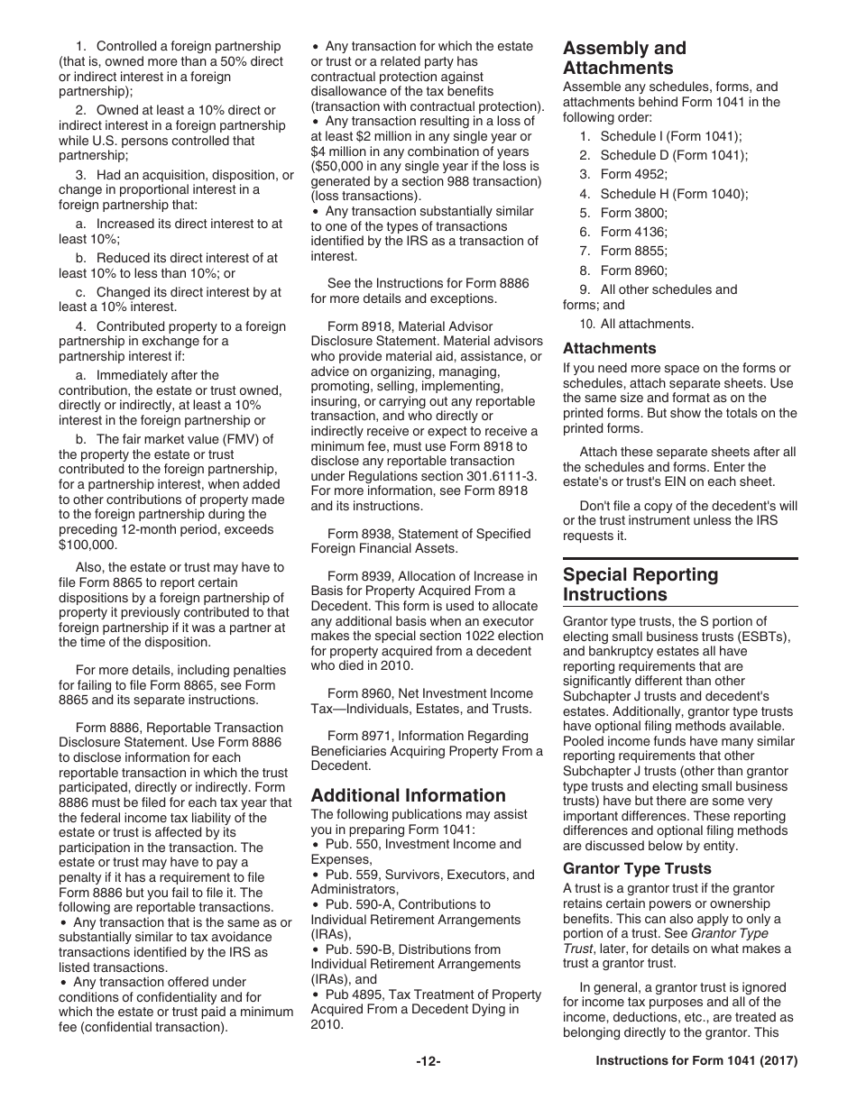 Instructions for IRS Form 1041 Schedule A, B, G, J, K-1 U.S. Income Tax Return for Estates and Trusts, Page 12