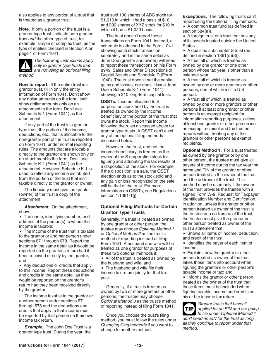 Instructions for IRS Form 1041 Schedule A, B, G, J, K-1 U.S. Income Tax Return for Estates and Trusts, Page 13