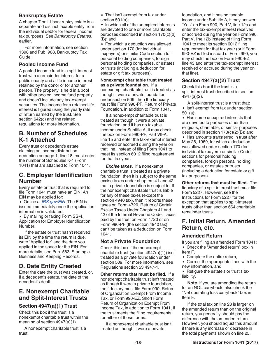 Instructions for IRS Form 1041 Schedule A, B, G, J, K-1 U.S. Income Tax Return for Estates and Trusts, Page 18