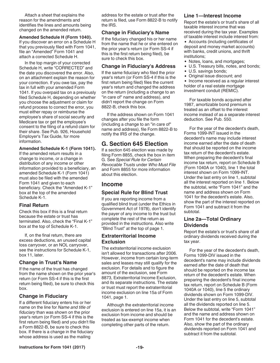 Instructions for IRS Form 1041 Schedule A, B, G, J, K-1 U.S. Income Tax Return for Estates and Trusts, Page 19