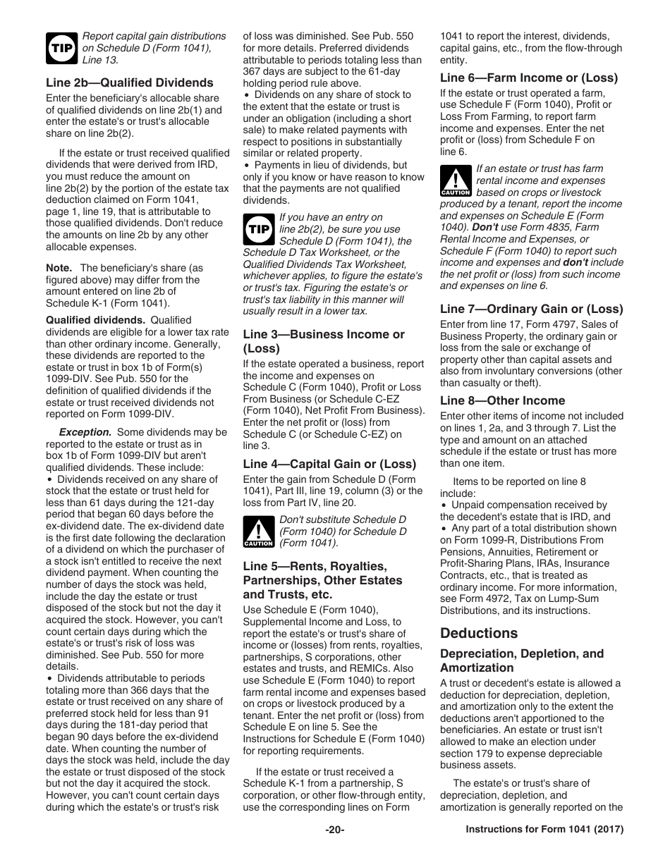 Instructions for IRS Form 1041 Schedule A, B, G, J, K-1 U.S. Income Tax Return for Estates and Trusts, Page 20