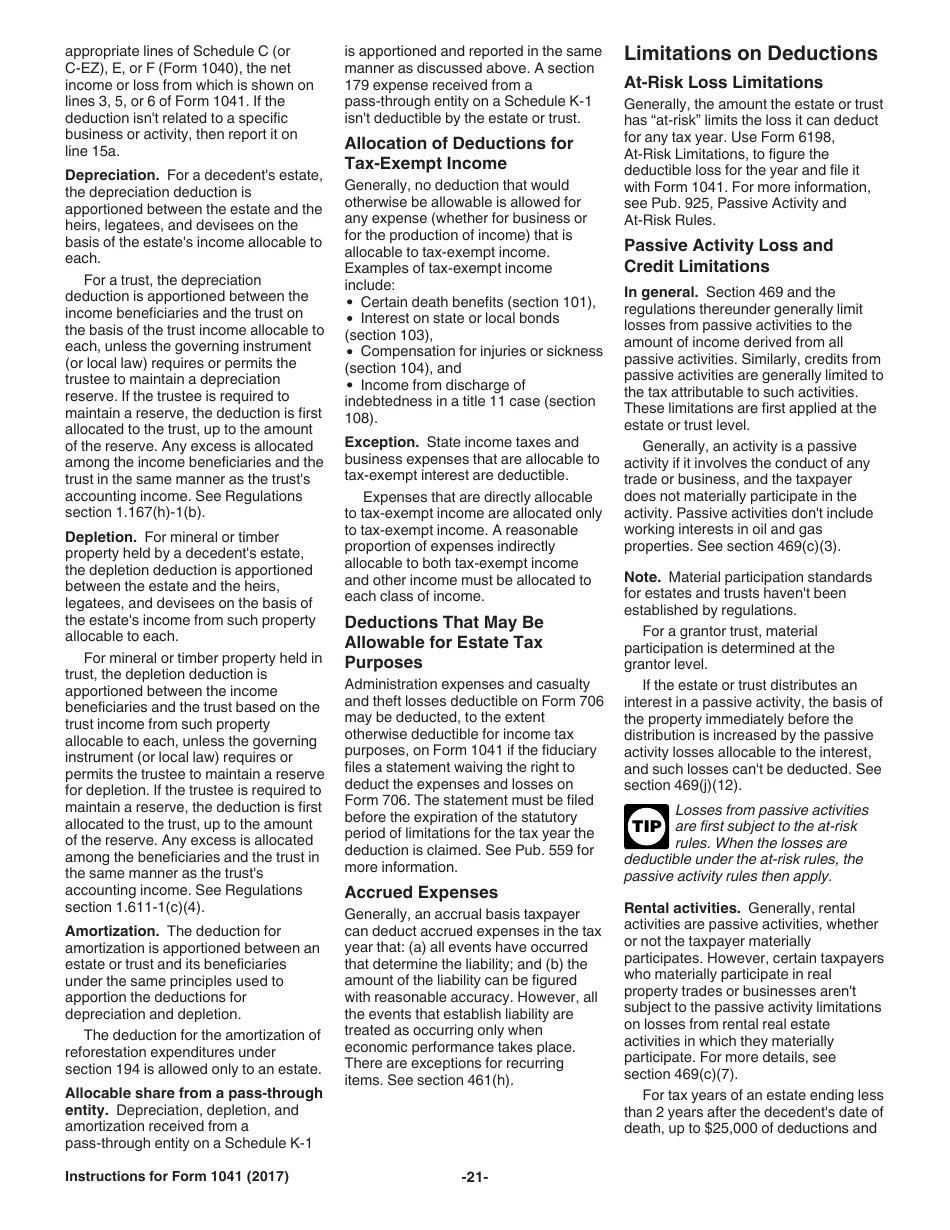 Instructions for IRS Form 1041 Schedule A, B, G, J, K-1 U.S. Income Tax Return for Estates and Trusts, Page 21