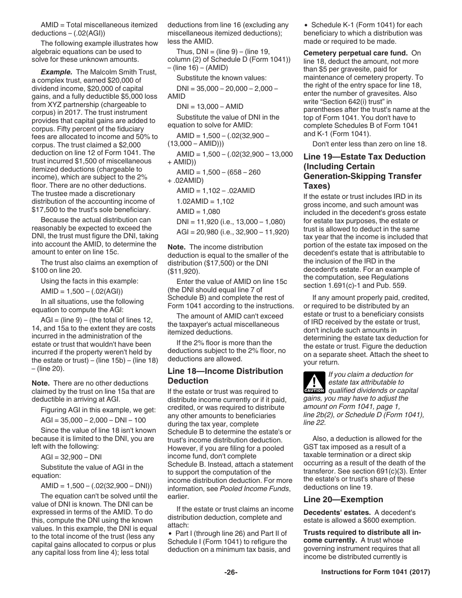 Instructions for IRS Form 1041 Schedule A, B, G, J, K-1 U.S. Income Tax Return for Estates and Trusts, Page 26