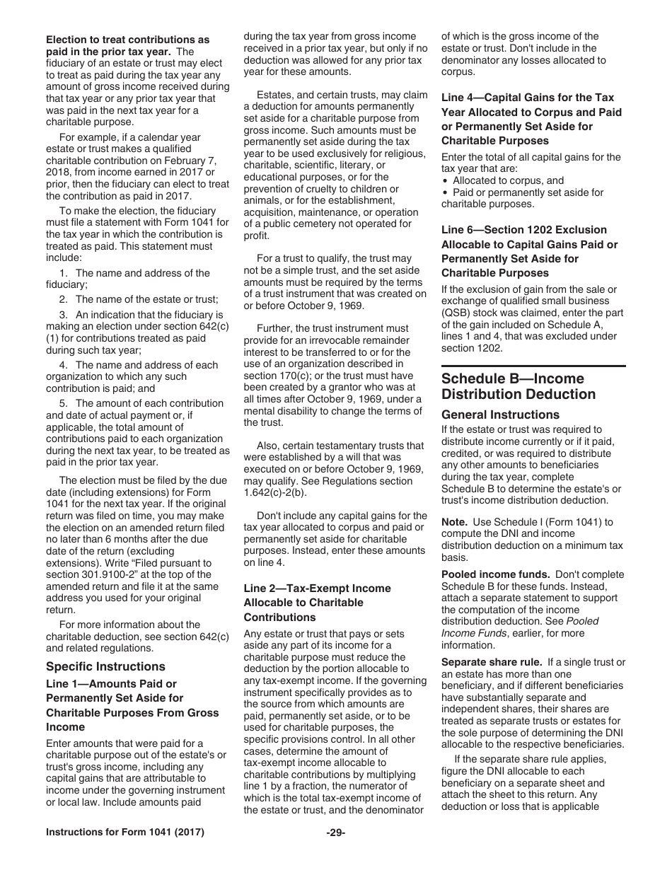Instructions for IRS Form 1041 Schedule A, B, G, J, K-1 U.S. Income Tax Return for Estates and Trusts, Page 29