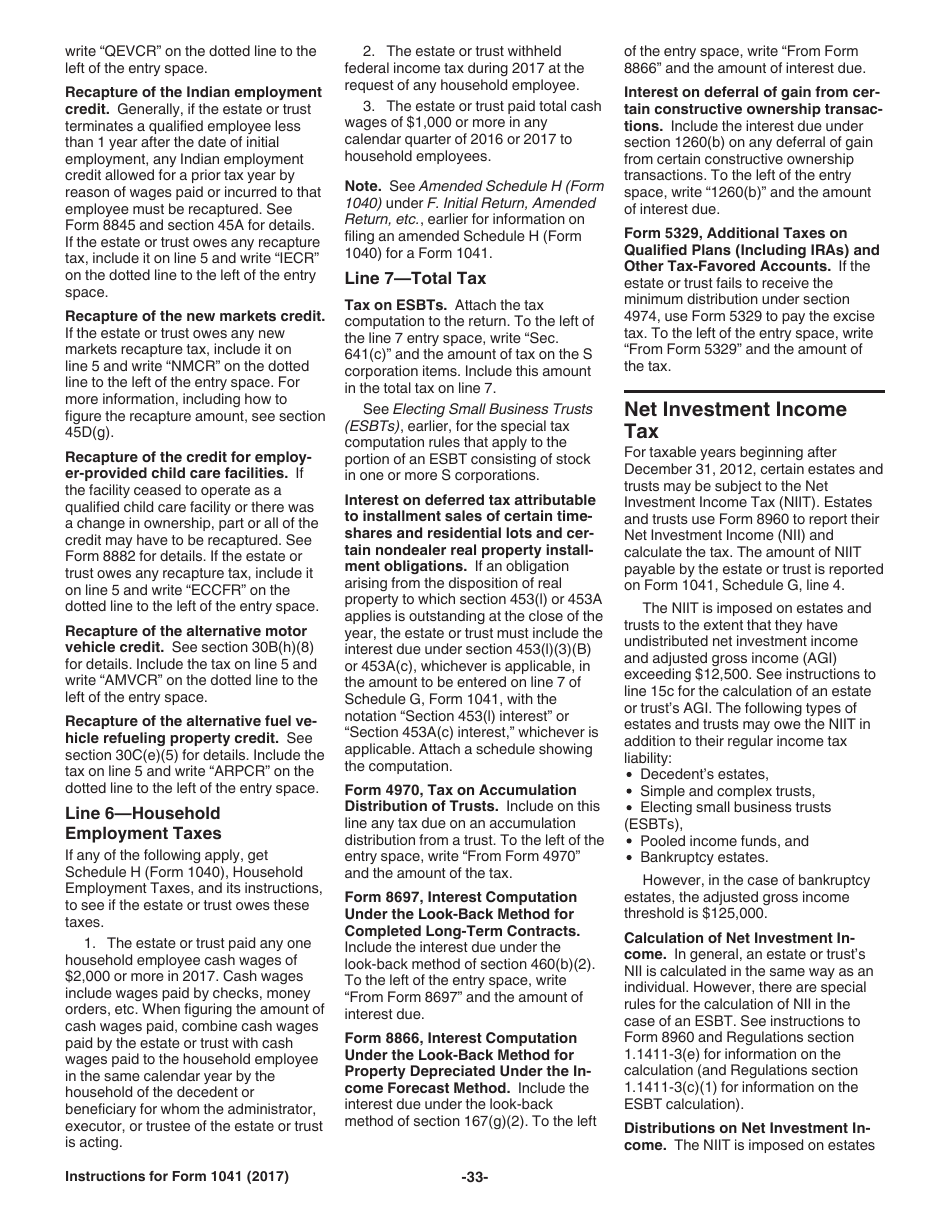 Instructions for IRS Form 1041 Schedule A, B, G, J, K-1 U.S. Income Tax Return for Estates and Trusts, Page 33