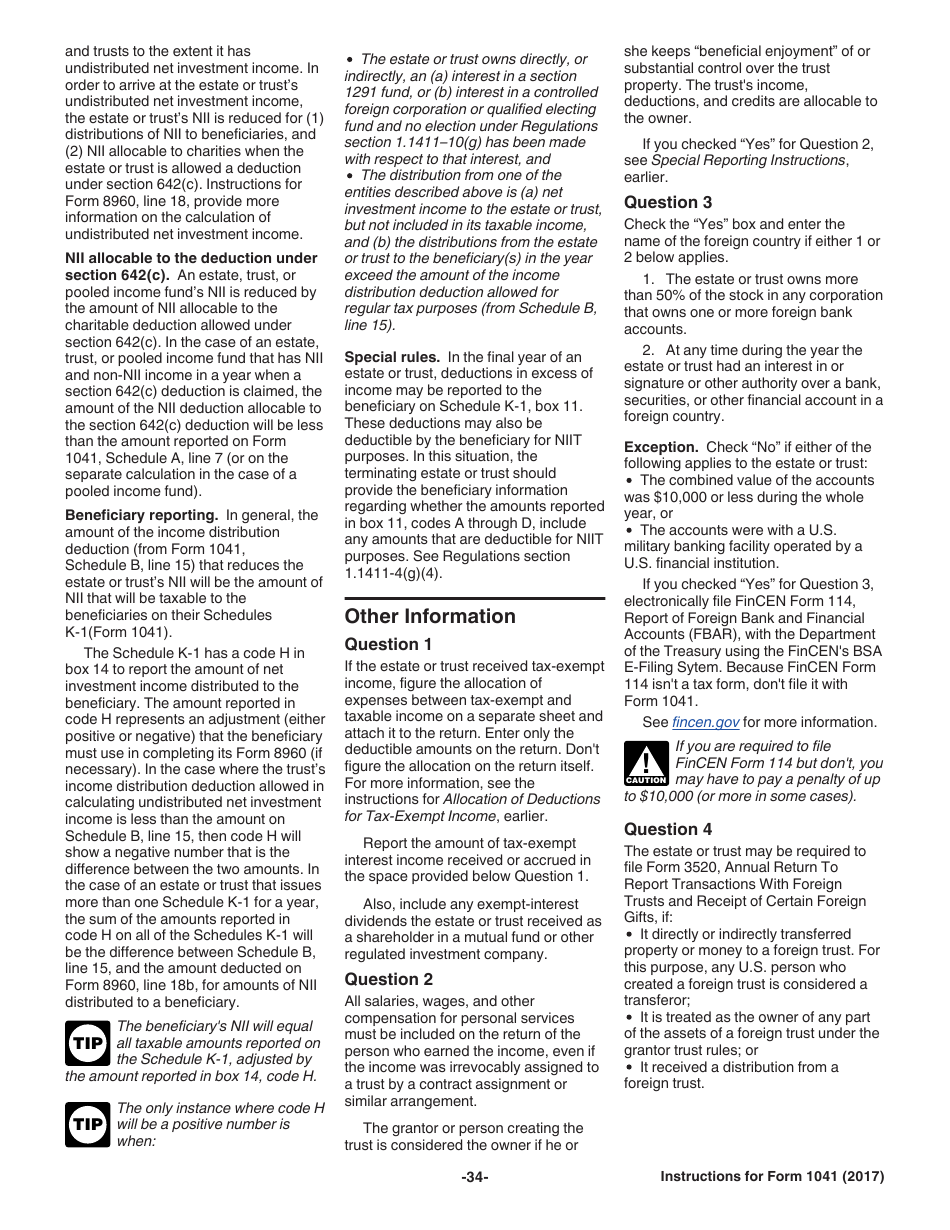 Instructions for IRS Form 1041 Schedule A, B, G, J, K-1 U.S. Income Tax Return for Estates and Trusts, Page 34