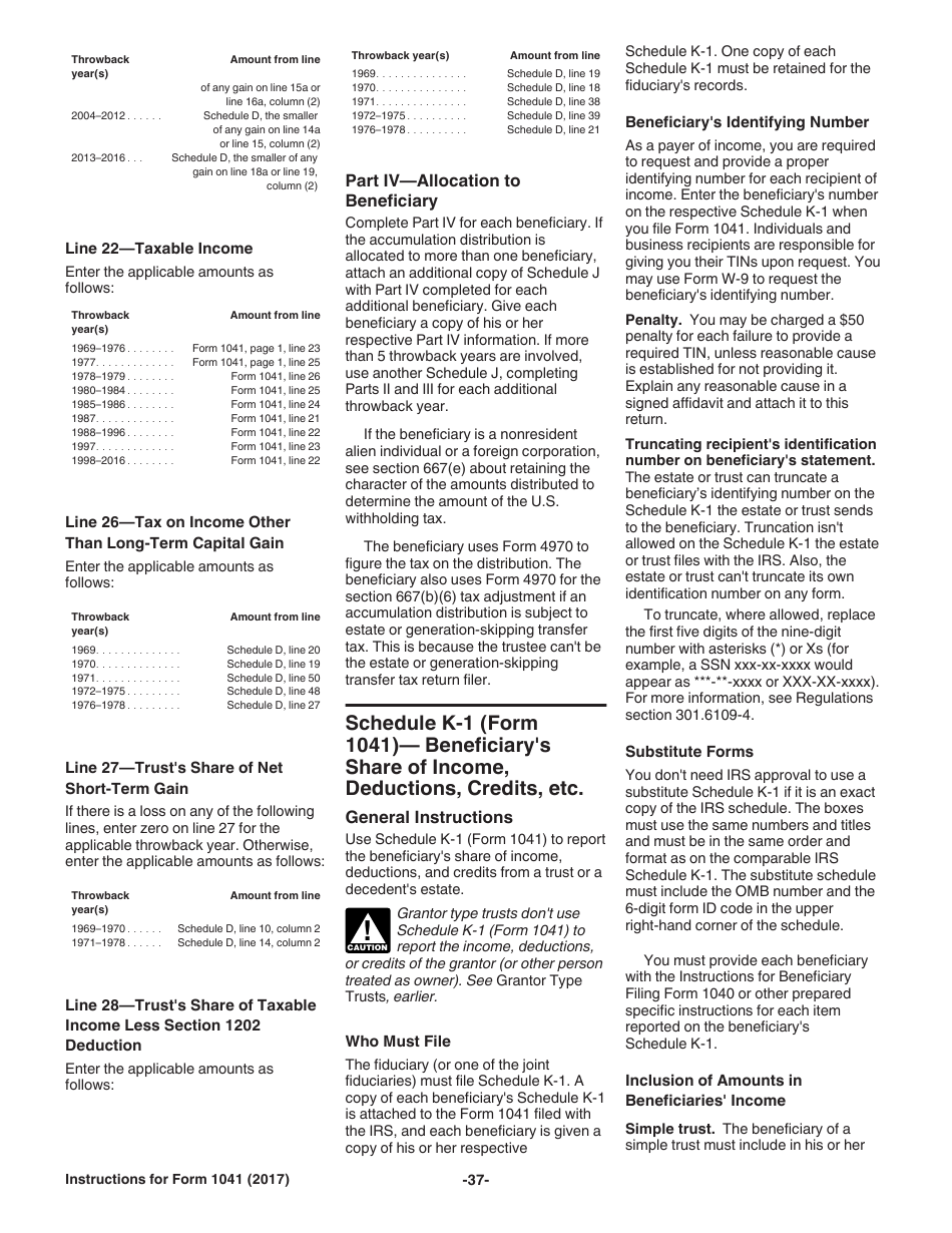 Instructions for IRS Form 1041 Schedule A, B, G, J, K-1 U.S. Income Tax Return for Estates and Trusts, Page 37