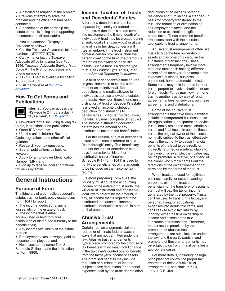 Instructions for IRS Form 1041 Schedule A, B, G, J, K-1 U.S. Income Tax Return for Estates and Trusts, Page 3