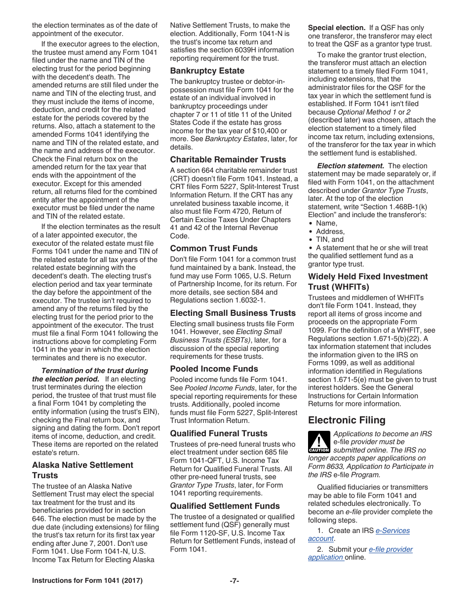Instructions for IRS Form 1041 Schedule A, B, G, J, K-1 U.S. Income Tax Return for Estates and Trusts, Page 7