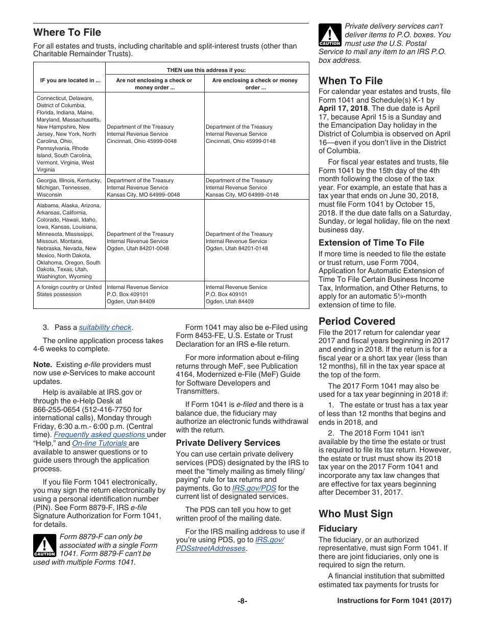 Instructions for IRS Form 1041 Schedule A, B, G, J, K-1 U.S. Income Tax Return for Estates and Trusts, Page 8