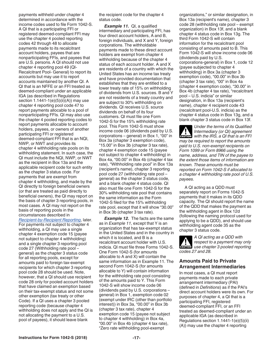 Instructions for IRS Form 1042-S Foreign Persons U.S. Source Income Subject to Withholding, Page 17