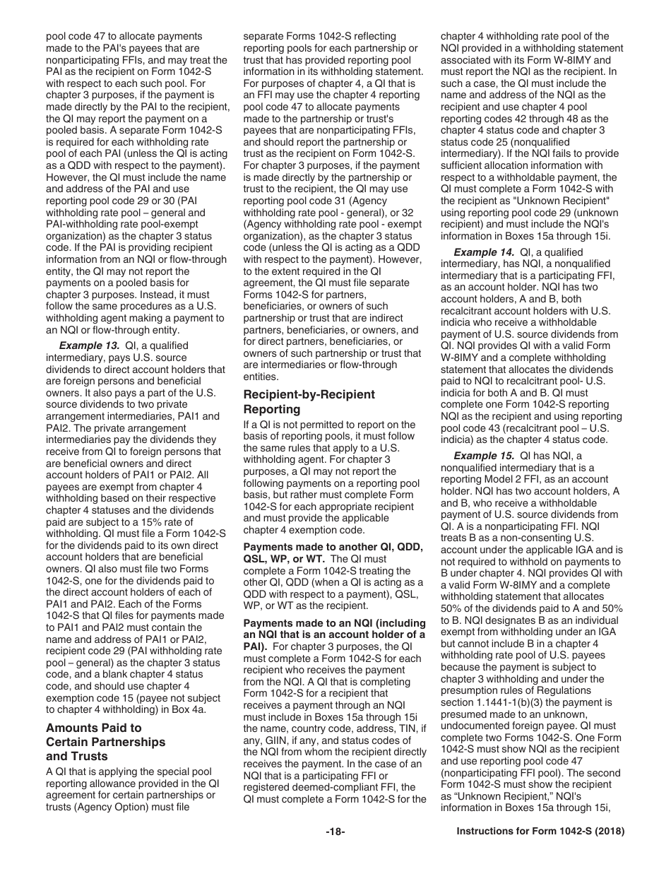 Instructions for IRS Form 1042-S Foreign Persons U.S. Source Income Subject to Withholding, Page 18