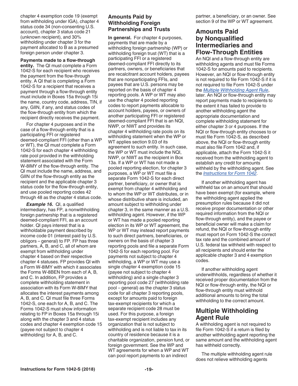 Instructions for IRS Form 1042-S Foreign Persons U.S. Source Income Subject to Withholding, Page 19