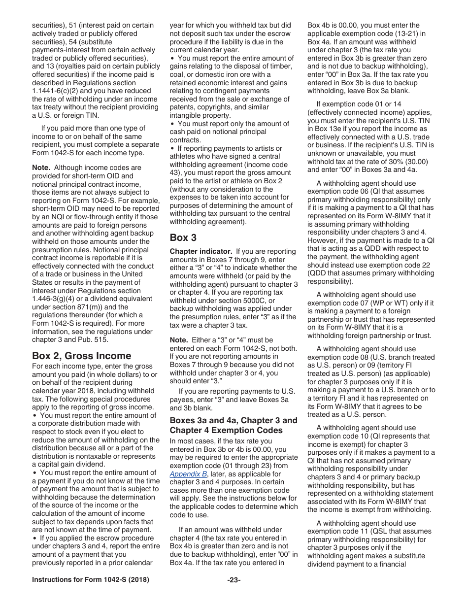 Instructions for IRS Form 1042-S Foreign Persons U.S. Source Income Subject to Withholding, Page 23