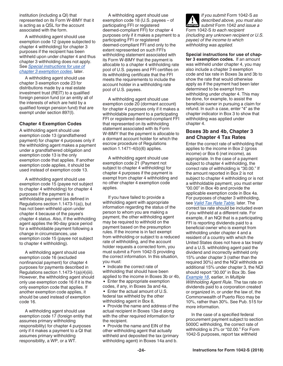 Instructions for IRS Form 1042-S Foreign Persons U.S. Source Income Subject to Withholding, Page 24