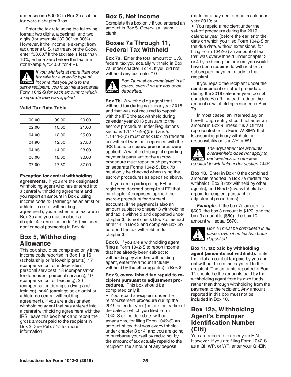 Instructions for IRS Form 1042-S Foreign Persons U.S. Source Income Subject to Withholding, Page 25