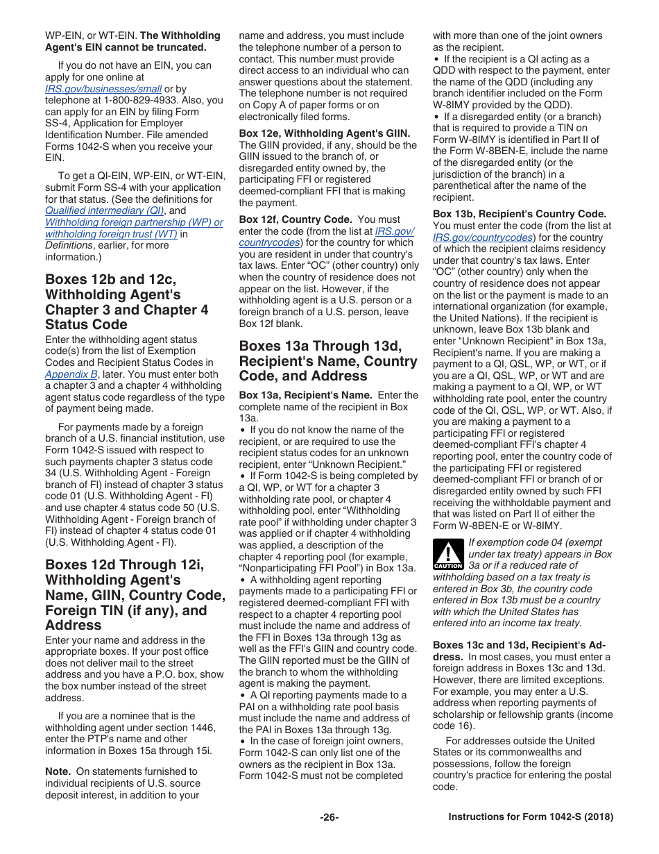 Instructions for IRS Form 1042-S Foreign Persons U.S. Source Income Subject to Withholding, Page 26