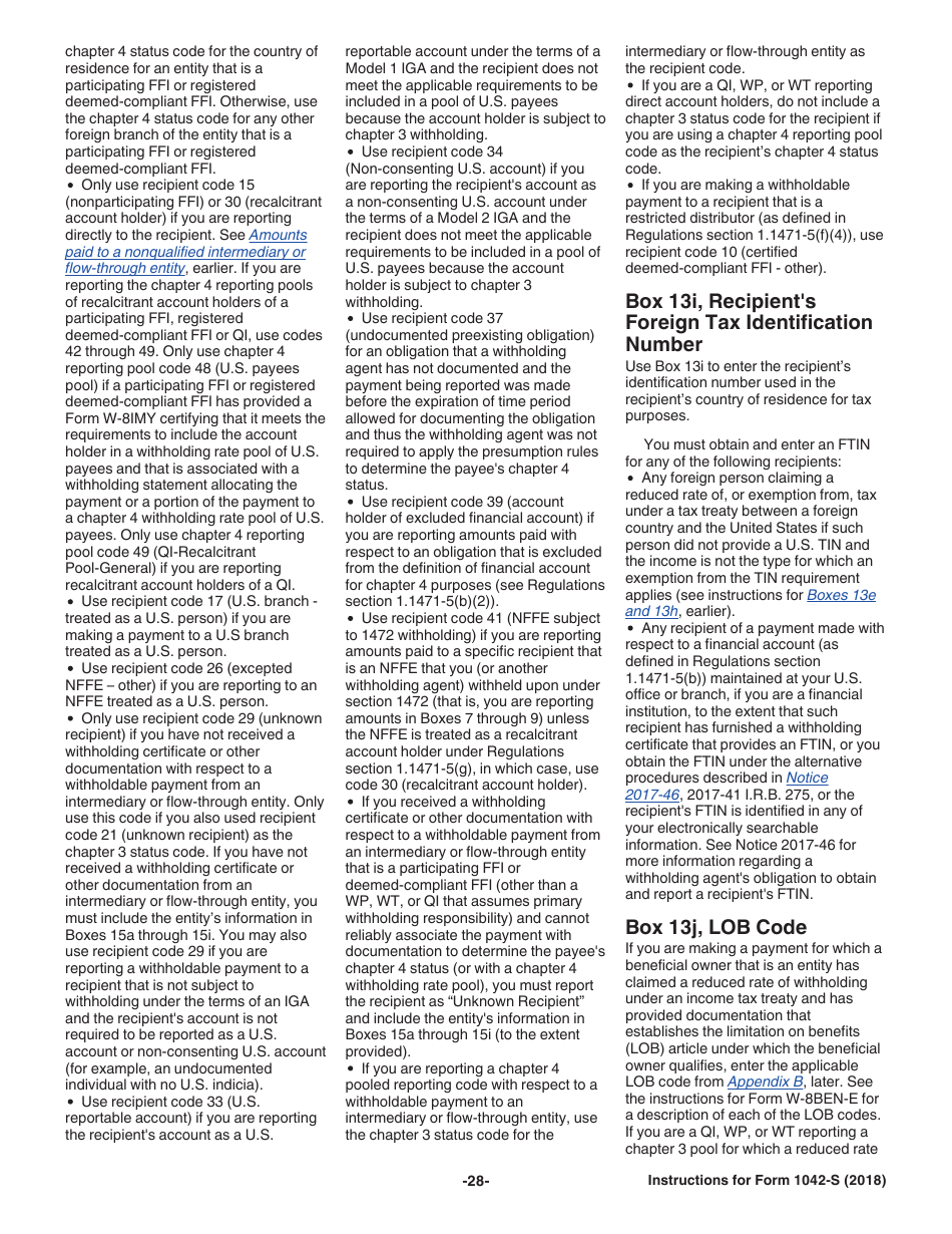 Instructions for IRS Form 1042-S Foreign Persons U.S. Source Income Subject to Withholding, Page 28
