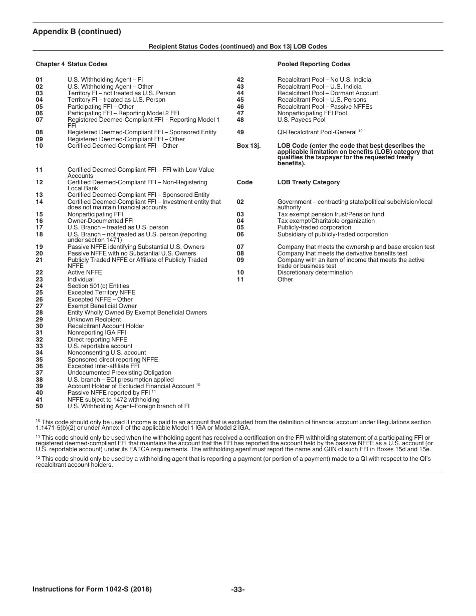Instructions for IRS Form 1042-S Foreign Persons U.S. Source Income Subject to Withholding, Page 33