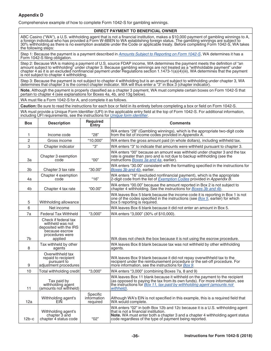 Instructions for IRS Form 1042-S Foreign Persons U.S. Source Income Subject to Withholding, Page 36