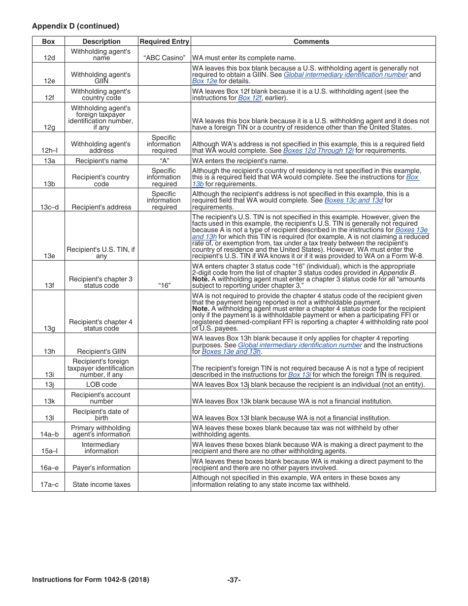 Instructions for IRS Form 1042-S Foreign Persons U.S. Source Income Subject to Withholding, Page 37