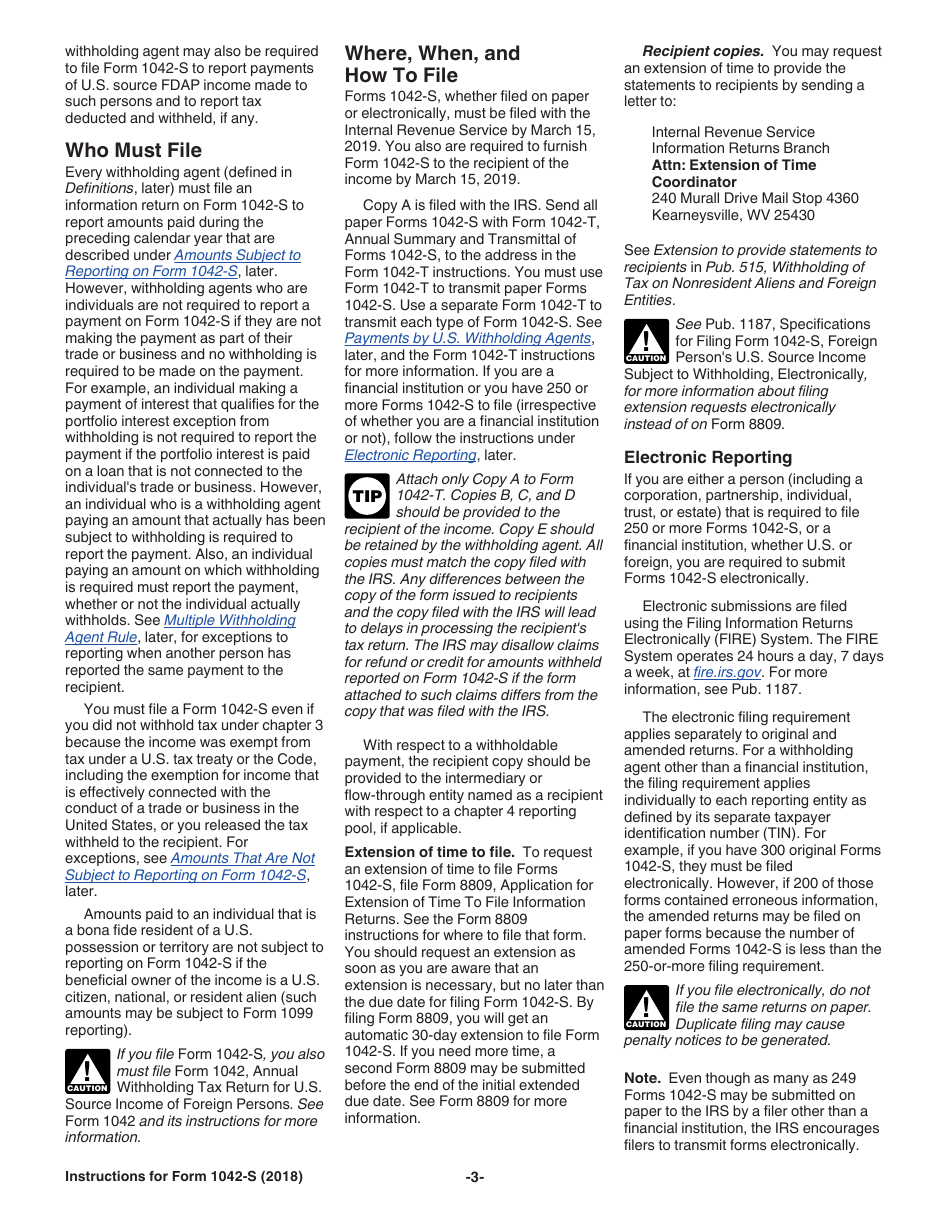 Instructions for IRS Form 1042-S Foreign Persons U.S. Source Income Subject to Withholding, Page 3