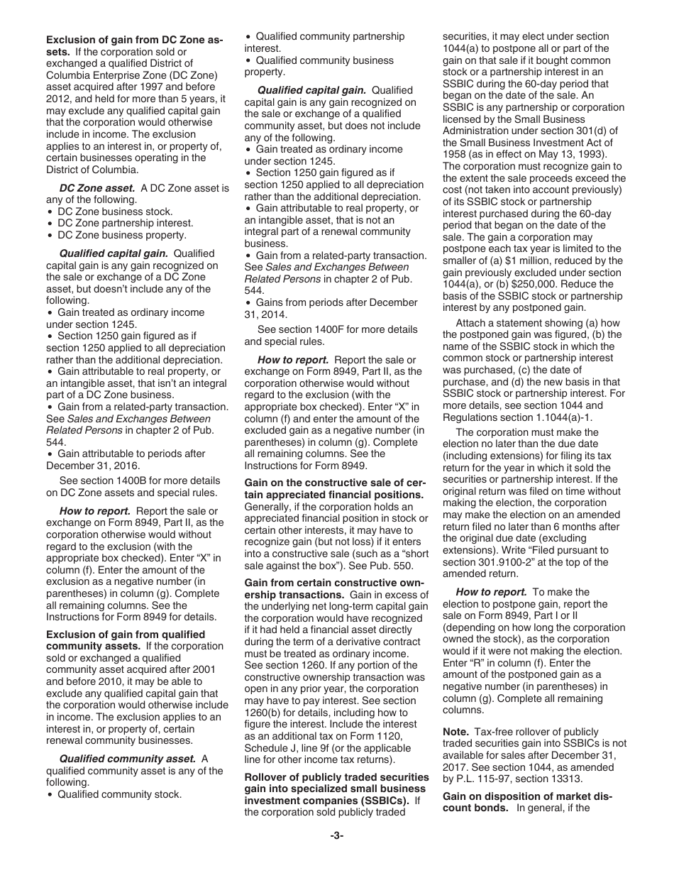 Instructions for IRS Form 1120 Schedule D Capital Gains and Losses, Page 3